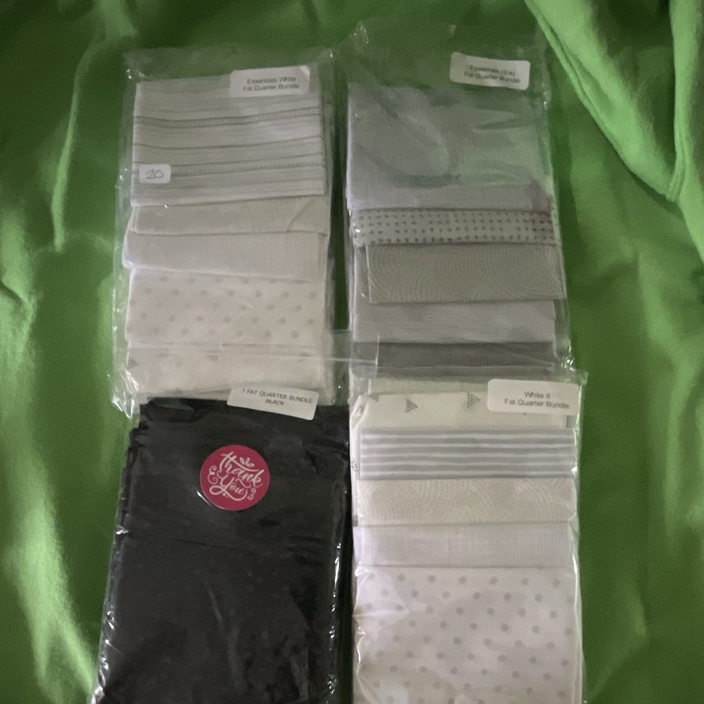 Cotton Fat Quarter Bundle Lot, Black White Gray Polka Dot Quilting 18″x22″