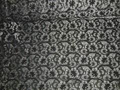 BLACK AND GRAY LACE fabric floral 4 way stretch material By The Yard x 49