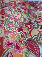 Bright Paisley Upholstery Fabric 19×36 ” Multi-Color Swirl Pattern Crafting Home