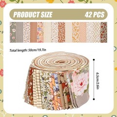 42 PCS Jelly Roll Fabric Strips 2.56×20 Inch Floral Series Assorted Quilting