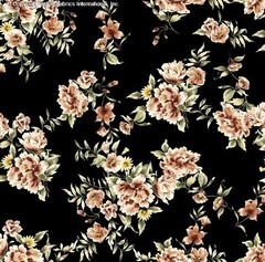 Crepe Techno Printed Mirella Floral Fabric Stretch Crepe Peonies Dress