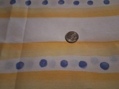 Yellow And White Stripes Blue Polka Dots Polyester Cotton Blend Fabric 17″ X 80″