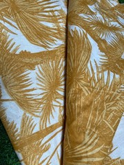 Indian Cotton Hand Block Beige Forest Dressmaking, Sewing Running Fabric 7 Yards
