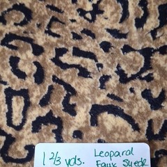 Faux Suede Fabric Leopard Animal Print Brown Black 1 2/3 Yds Sewing