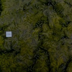 “Leaf Storm” Batik, Tossed Wispy Leaves, Olive Green, Gray & Black BTHY or BTY