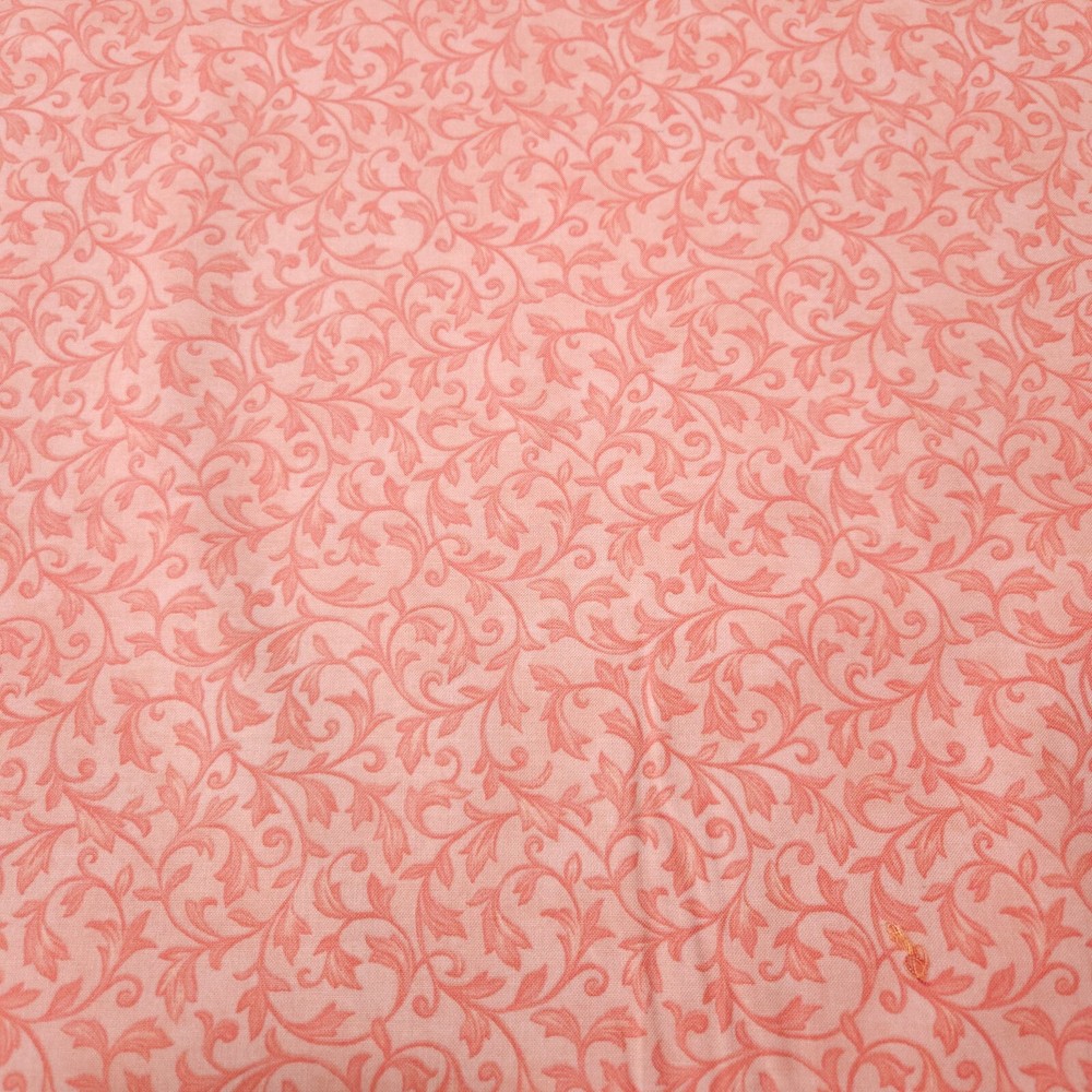Emma Grace BTY Kathy Brown Red Rooster Leafy Vine Light Dusty Pink