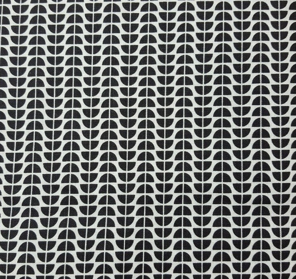 Funanimals BTY Maude Asbury Blend Fabrics Black White Mod Floral Stripe