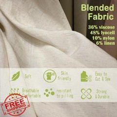 Fabrimuse White linen blend fabric 3yd