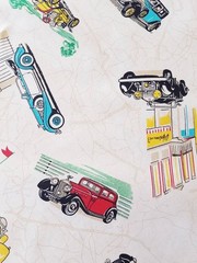 VTG Novelty Antique Cars Tossed on Map Detail by Princess Fabric # 309 BTHY