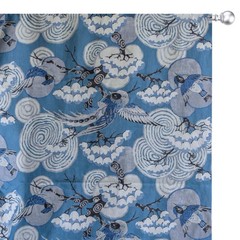 Blue, White, Gray Printed Cotton Fabric by the Yard, 1 Yard Blue Cotton Fabric