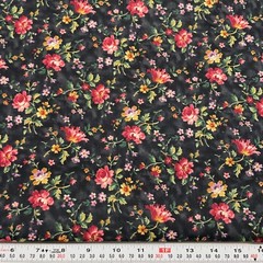 Florals on Black/Charcoal for Andover Fabrics Cotton by the HALF YARD
