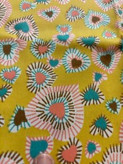 Vintage 60s 70s Sateen Mustard Hippie Love Hearts Mod Gogo Fabric Remnant 44×52