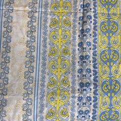 Vintage Kitty And The Muse Floral and Blue Stripe Fabric Cotton 2 Yds 45 Wide