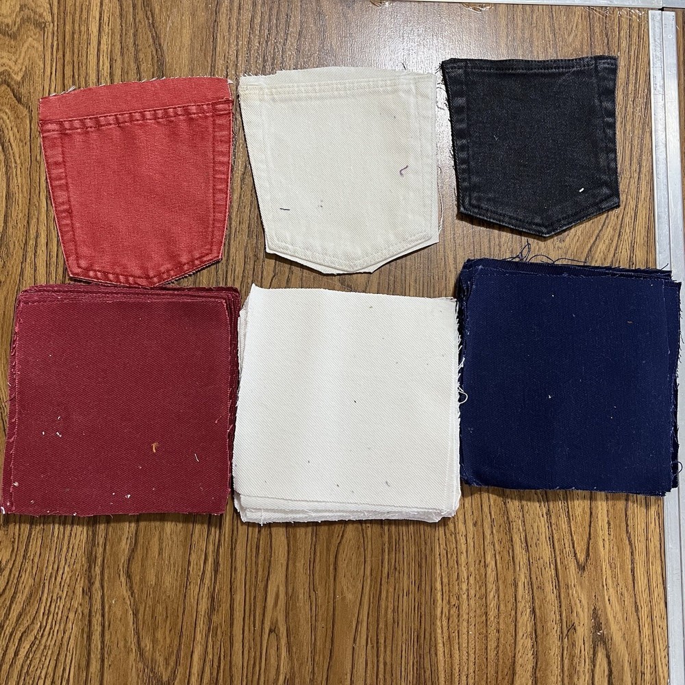 Denim Pockets And Squares – Blue/Black/Red/White – 3 Pockets 53 Squares