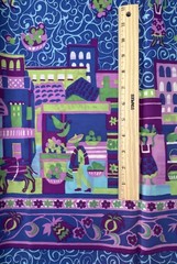 Vtg Novelty Border Print Fabric Spanish Caribbean Tropics Scene 4yds x 46in