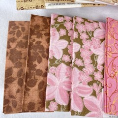 Mixed Lot of 12 Quilt Fabric Quarters JoAnn Stores 2007-09 Brown Tan Pink
