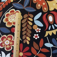 Fabric Ikea Inga Leo 2014 Home Decor Floral Large Print on Black Sweden