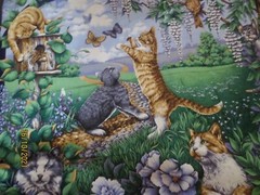 Gorgeous Cats & Flowers Birds Butterflies Birdhouses Spring Industries Panel