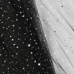 Black Glitter Tulle Fabric Roll with Star Moon Sequins, 1 Yard x 54 Inch