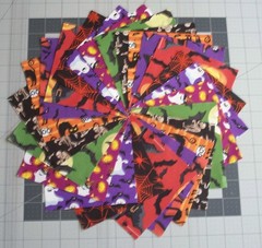 64 Halloween 5″ Quilt Squares Charm pack Pumpkins Bats Ghosts Black Cats Mummy