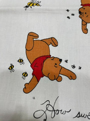 Vintage 1970s Sears Pooh How Sweet to be a Cloud Fabric 36″ X 44″ Medium Weight