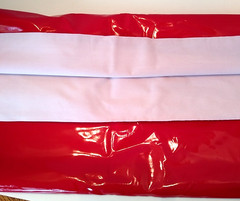 Red Shiny Vinyl With Knit Backing Sewing Costume Cosplay 18.5 X 55 Inch Piece