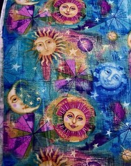 Novelty Celestial Astrology Sun Moon Stars Sky Planets Multicolored 18″x13″