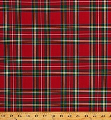 Cotton Red Green Plaid House of Wales Plaids Fabric by the Yard D157.46