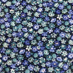 Fabric Composed Of Tiny Blue Teal & White Blossom On Dark Navy 36” X 42”