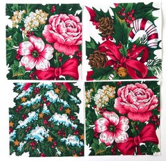 100 Quilt Fabric Squares 6.5″ x 6.5″ – Christmas – Santa, Bears, Snowmen, Rose