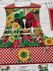 Country FARM Cow Sunflower VEST Fabric Panel Adult NEW American Homestead
