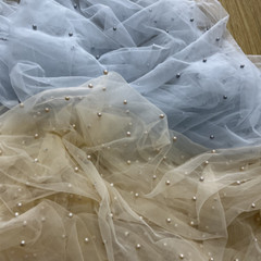 DIY Princess Dress Beaded Mesh Lace Fabric Evening Wedding Dress Sheer Curtain