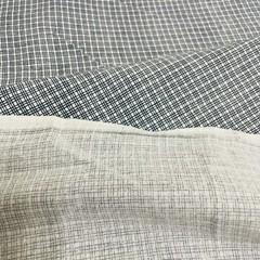 Cotton Fabric White Dark Blue Stripes Check Plaid 3 5/8 yards x 42″ Quilters