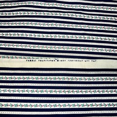 Vintage Fabric Traditions Navy Stripes Pink & Green Tiny Flowers 45” X 56”