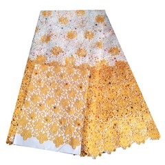 YQOINFKS Cord Swiss Voile Lace Fabric Bridal Dress Mesh Guipure Lace Fabric Bead