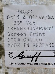 Vintage GREEFF Fabric Sample Kennebunkport 36 In x 33 In Screen Print Cotton