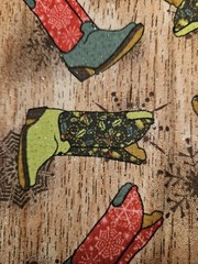 Jo-Ann Glitter Colorful Cowboy Boots Allover Cotton Fabric 37″ X 42″ Wide