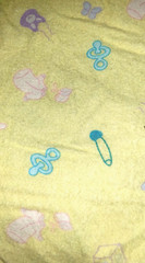 Fabric Flannel Yellow with Baby Theme Items in Pastel Colors – 40″ x 34″