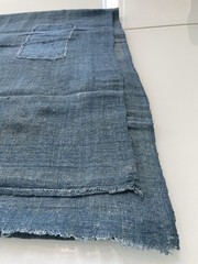 Antique Japanese BORO Light Indigo Kaya Mosquito Net Cotton Asagi Blue 82”