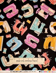 RJR Lil’ Miss Sew & Sew Machines Thread Spools Dan Morris Cotton Fabric YARD