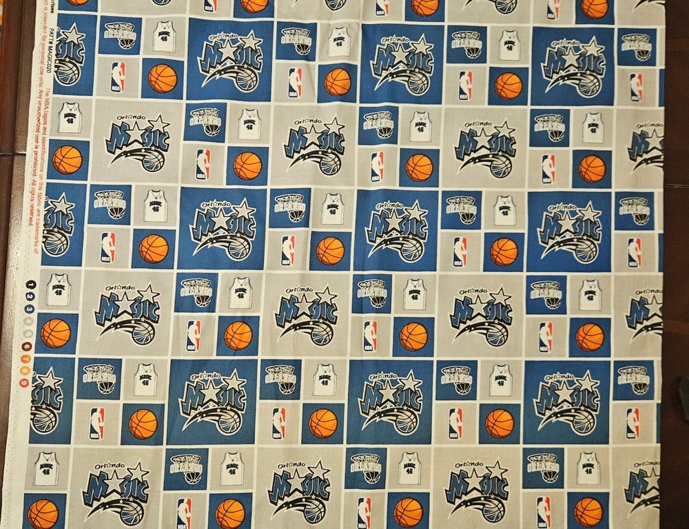 NBA LICENSED ORLANDO MAGIC 100% COTTON NFL FABRIC FULL YARD 36″ x 44″ IN STOCK
