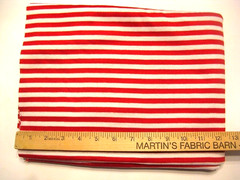 Fabric 1 way Stretch Knit Red & White Stripes 1/2 yard x 22 inches