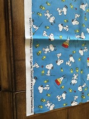 Snoopy Woodstock Peanuts Comics Characters Dogbowl Fabric Print: 19 1/2” x 43”