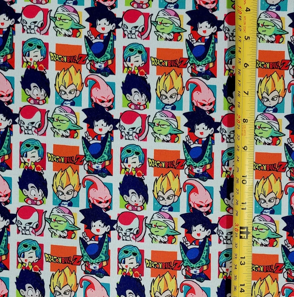 DRAG0N BOLL CHIBI FACES ANIME 1 YARD FABRIC ( 36″ X 58″ ) BRAND NEW