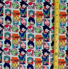 DRAG0N BOLL CHIBI FACES ANIME 1 YARD FABRIC ( 36″ X 58″ ) BRAND NEW