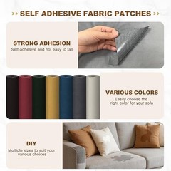 Sofa Fabric Repair Patch Self-Adhesive Microfiber 4×30 Inch 2 Rolls Black