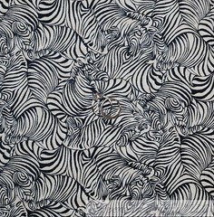 BonEful Fabric FQ Cotton Quilt White Black B&W Zebra Stripe Animal Skin Print US