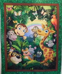 Jungle Friends 1 fabric panel 100% cotton from marshall Dry Goods