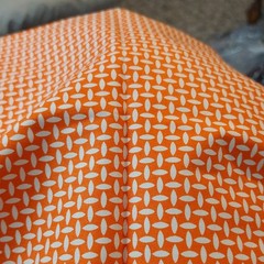 Orange White Geometric Print Fabric basket weave Katie jump rope Denise Schmidt