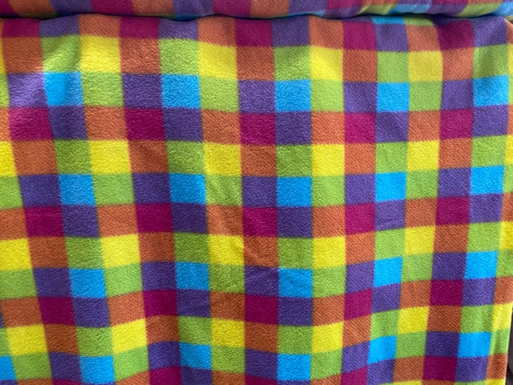 Fleece Rainbow Buffalo Plaid Multi colored Checks Fleece Fabric 60″ w, sold BTY